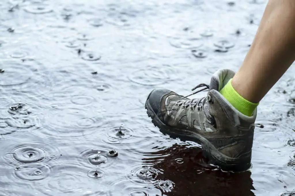 rain and hiking boots